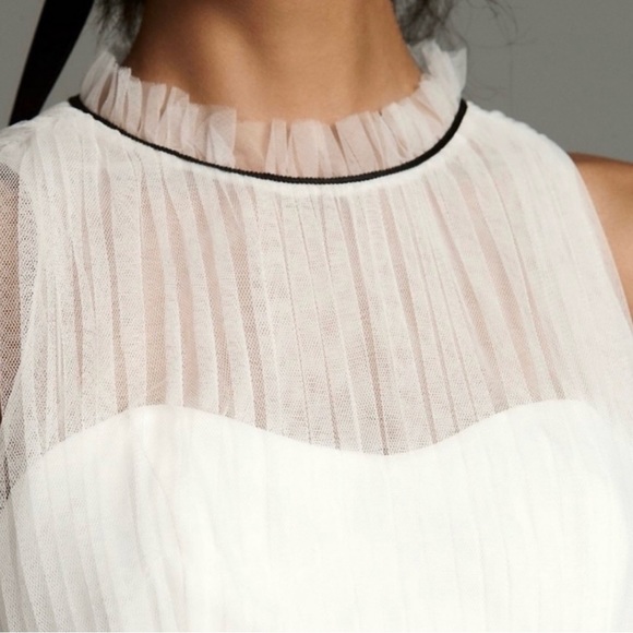 WHITE BY VERA WANG Illusion High-Neck Tiered Tulle Short Dress - Size 10! - Picture 4 of 13